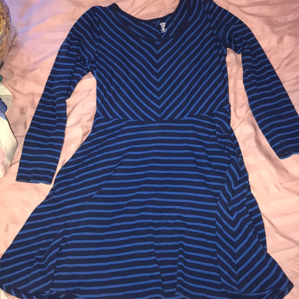 Blue stripped dress.